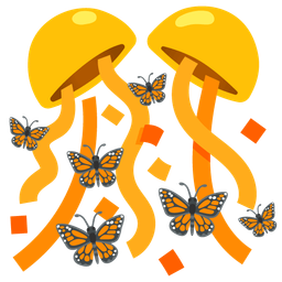 confetti ball and butterfly