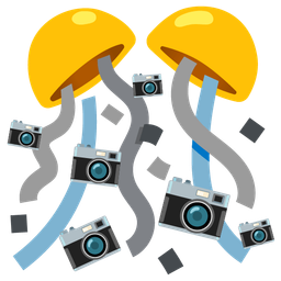 confetti ball and camera