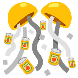 confetti ball and canned food