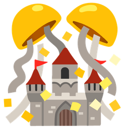 confetti ball and castle