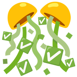 confetti ball and check mark button