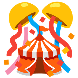 confetti ball and circus tent