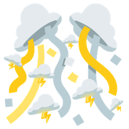 confetti ball and cloud with lightning