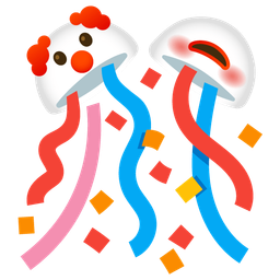 confetti ball and clown face