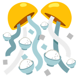 confetti ball and cooked rice