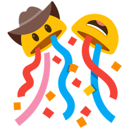 confetti ball and cowboy hat face