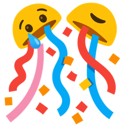 confetti ball and crying face