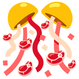 confetti ball and cut of meat