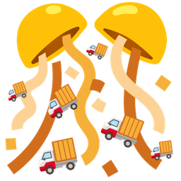 confetti ball and delivery truck