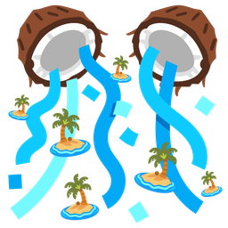 confetti ball and desert island