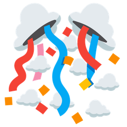 confetti ball and face in clouds