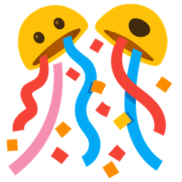 confetti ball and face with open mouth