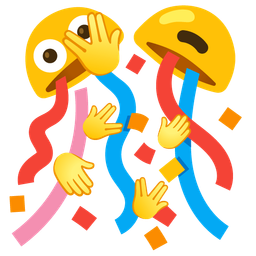 confetti ball and face with peeking eye