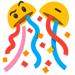 confetti ball and face with raised eyebrow