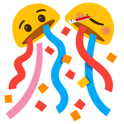 confetti ball and face with thermometer