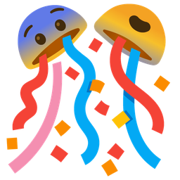 confetti ball and fearful face