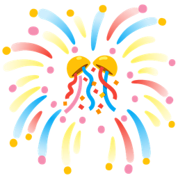 confetti ball and fireworks