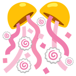 confetti ball and fish cake with swirl