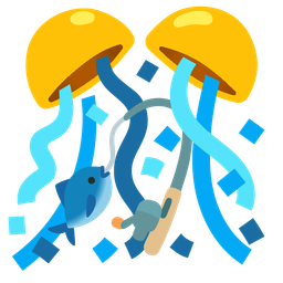 confetti ball and fishing pole