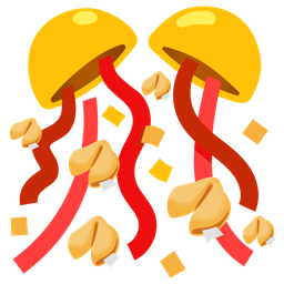 confetti ball and fortune cookie