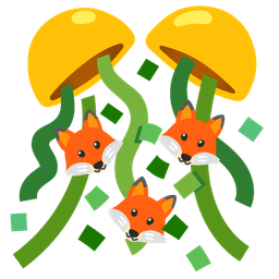 confetti ball and fox