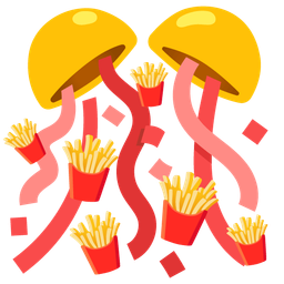 confetti ball and french fries