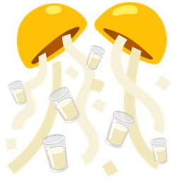 confetti ball and glass of milk