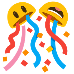 Confetti ball and Grinning face with big eyes