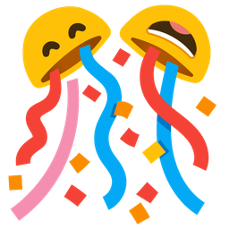 Confetti ball and Grinning face with smiling eyes