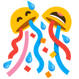 Confetti ball and Grinning face with sweat