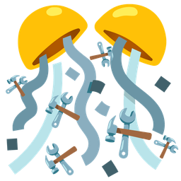 confetti ball and hammer and wrench