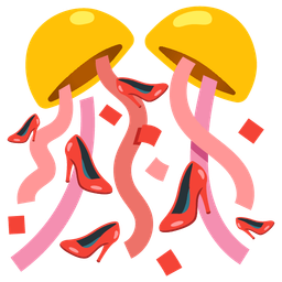 confetti ball and high-heeled shoe