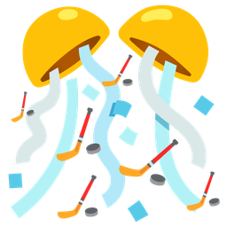 confetti ball and ice hockey