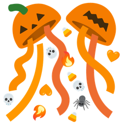 confetti ball and jack-o-lantern