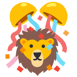confetti ball and lion