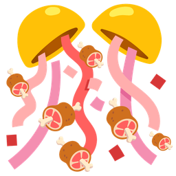 confetti ball and meat on bone