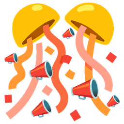 confetti ball and megaphone