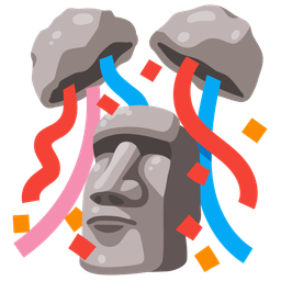 confetti ball and moai