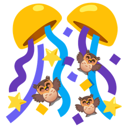 confetti ball and owl