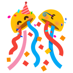 confetti ball and partying face