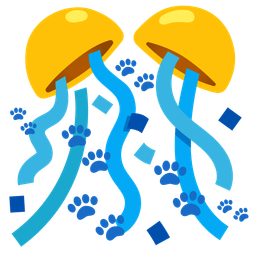 confetti ball and paw prints