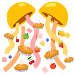 confetti ball and pie