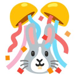 confetti ball and rabbit face