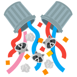 confetti ball and raccoon