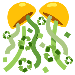 confetti ball and recycling symbol