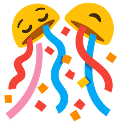 confetti ball and relieved face