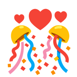 confetti ball and revolving hearts