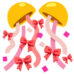 confetti ball and ribbon