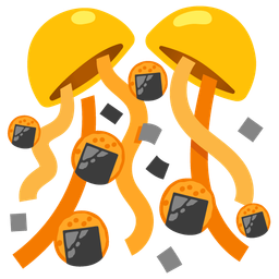 confetti ball and rice cracker