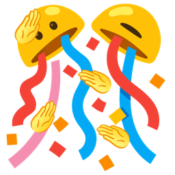 confetti ball and saluting face